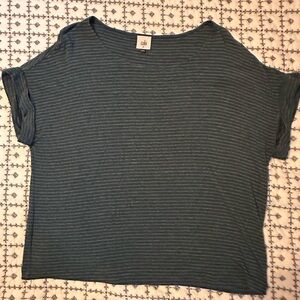 CAbi Women's Teal Striped Short Sleeve Top